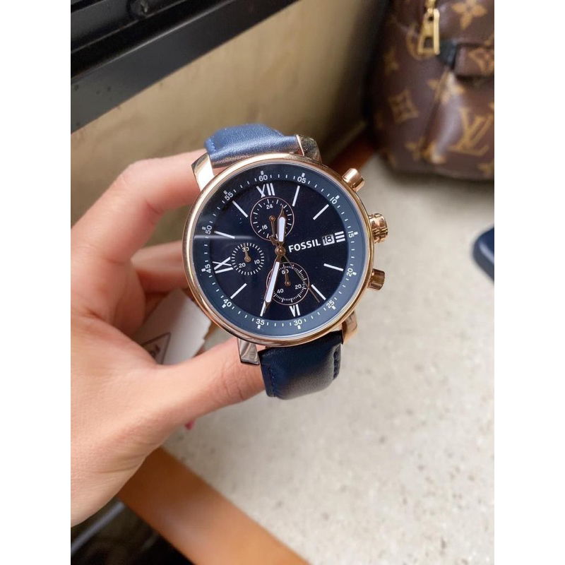 Fos BQ1704 Rhett Navy Leather Chronograph