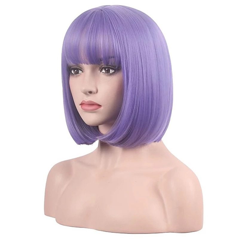 WIG AKEMI PONI BOB 30cm WARNA WARNI PURPLE UNGU ORANGE WHITE PUTIH BLONDE PINK