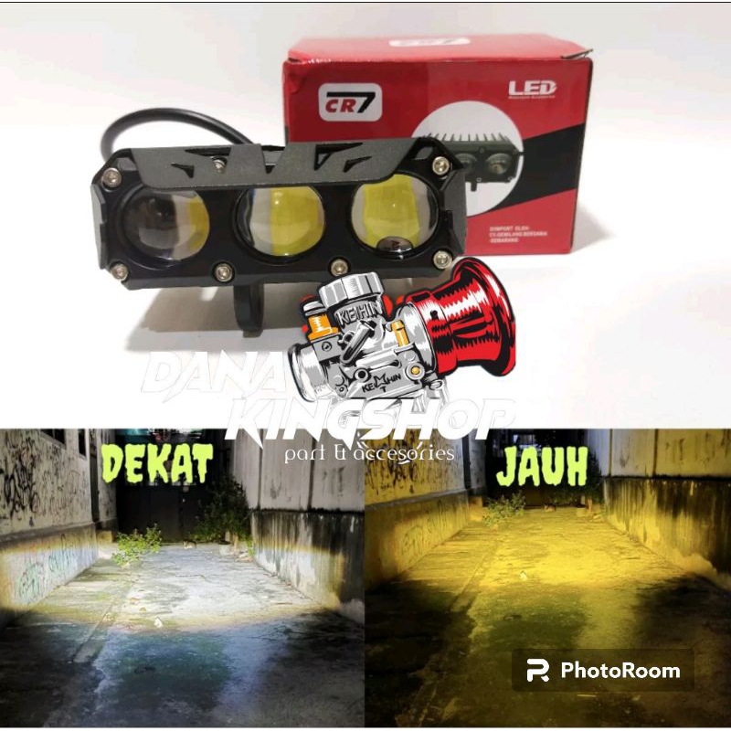 lampu tembak motor mobil laser cr7 ori 2 warna terang