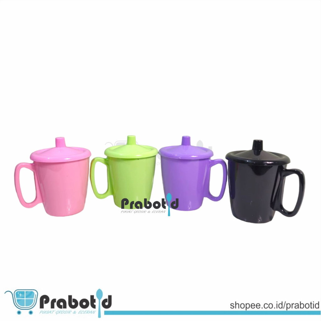 PRABOTID MUG MELAMIN DENGAN TUTUP 300ML / MUG SEMI MELAMIN GAGANG DENGAN TUTUP TEBAL / MUG MELAMIN B