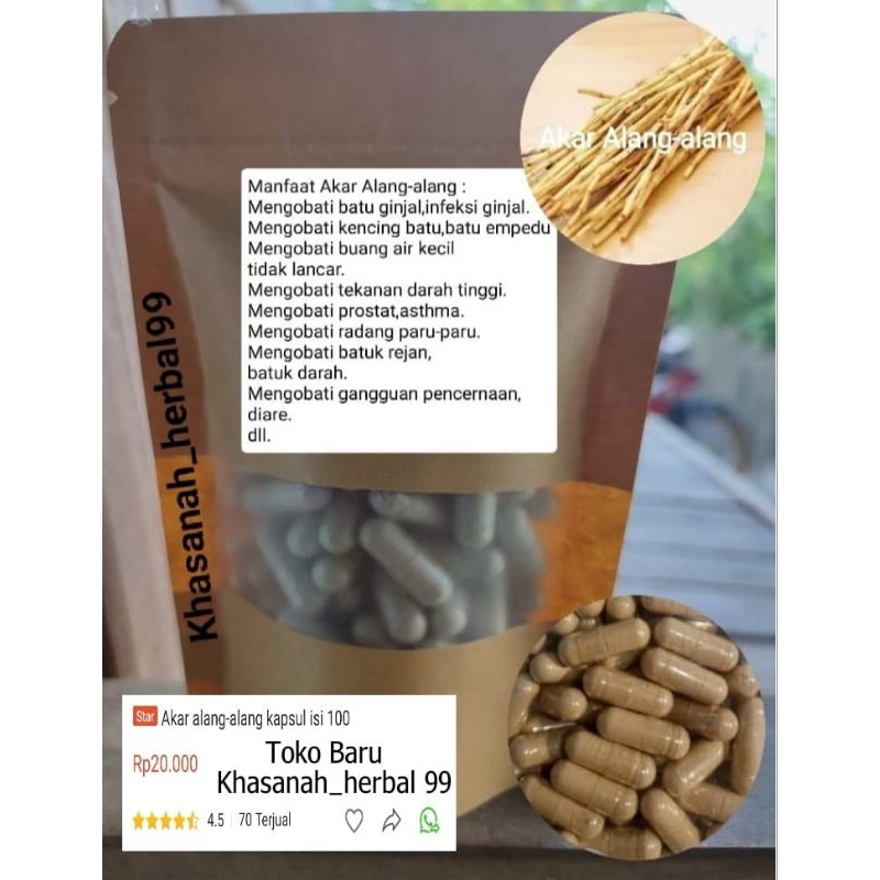 Serbuk Akar alang-alang/halalang isi 100 kapsul untuk stroke dan batu ginjal