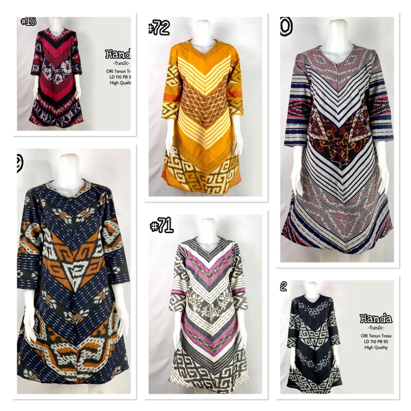 Dress Tunik Wanita Modern Jumbo Bahan Tenun Troso Untuk Seragam Kantor