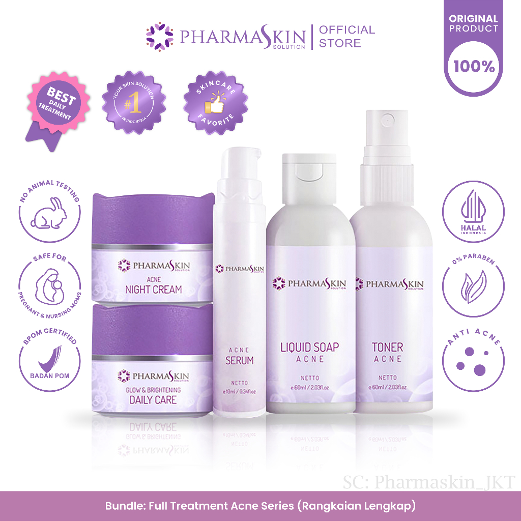 Pharmaskin Solution Paket Full Treatment Acne Series Rangkaian Lengkap Berjerawat Skincare