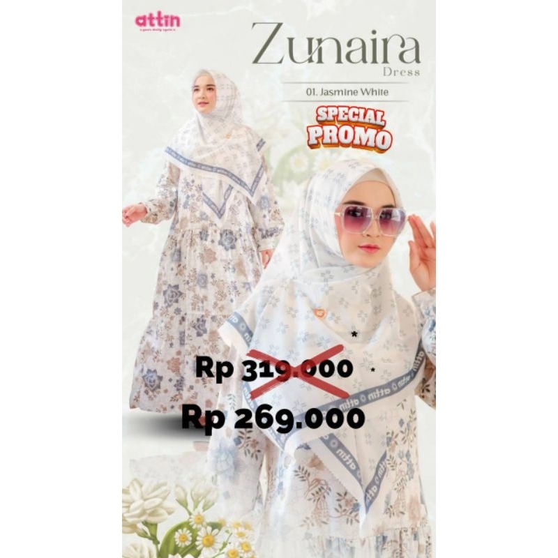 Attin Zunaira Dress - Gamis Motif Rose Flower