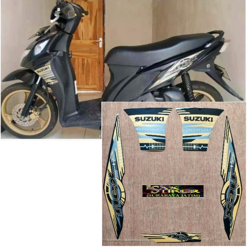Striping Original Suzuki Nex hitam Gold tahun 2014 2017