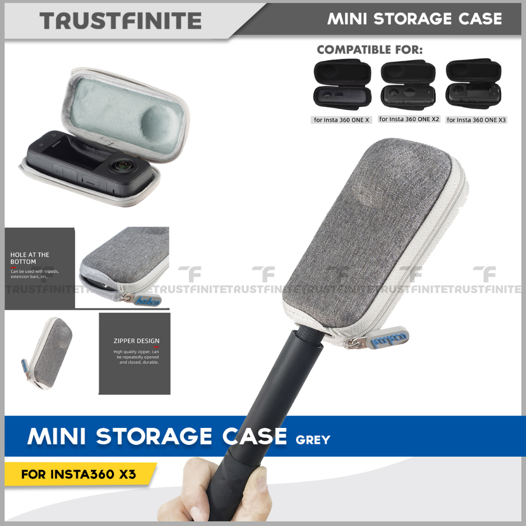 Mini Storage Case Insta360 X3 / Tas Mini Insta360 One X2 / X - Grey