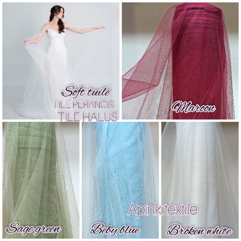 kain tile polos./tile Francis /bahan tile halus lembut kain meteran / lebar 1.5mtr