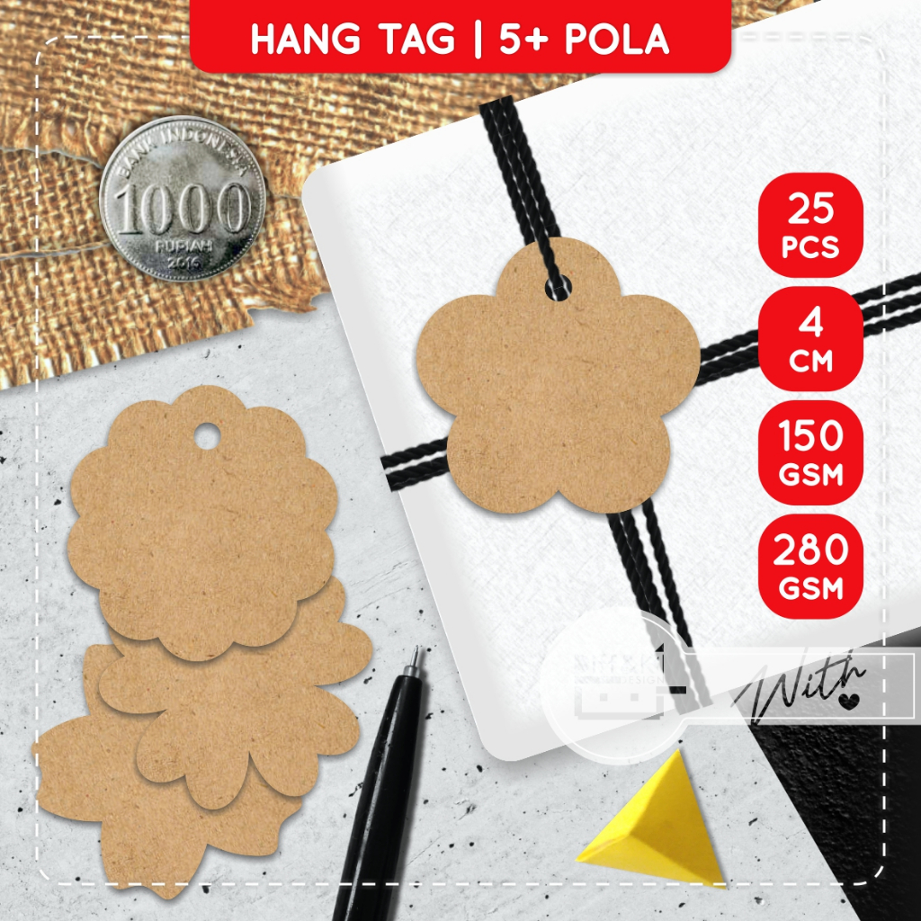 

(4cm) Label Hang Tag Polos Bunga Kraft Rustic Vintage Wrapping Classic Coklat Hampers DIY Produk Craft Packaging Packing