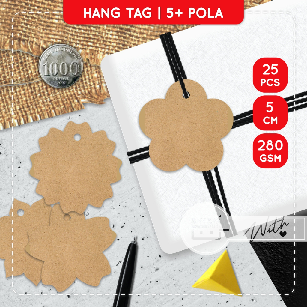 

(5cm) Label Hang Tag Polos Bunga Kraft Rustic Vintage Wrapping Classic Coklat Hampers DIY Produk Craft Packaging Packing