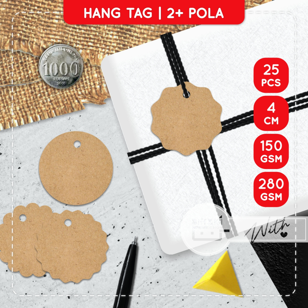 

(4cm) Label Hang Tag Polos Bulat Kraft Rustic Vintage Wrapping Classic Coklat Hampers DIY Produk Craft Packaging Packing