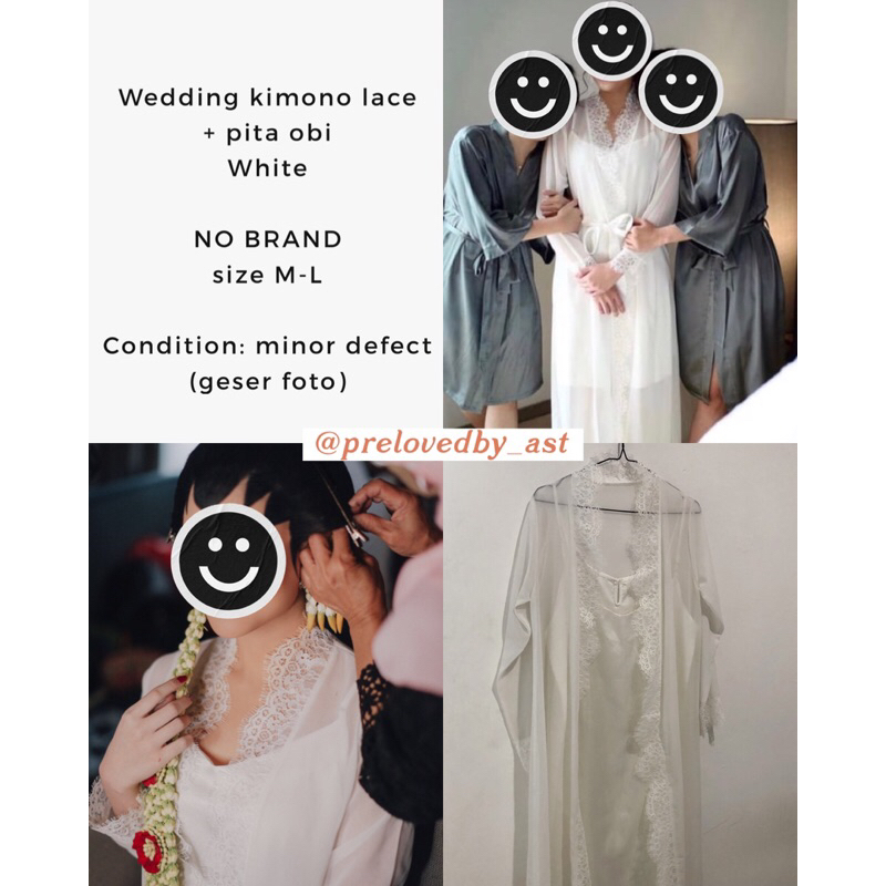 Kimono wedding lace pengantin bridal/ makeup robe - white (preloved)