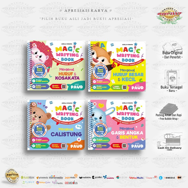 BUKU MAGIC WRITING BOOK HURUF DAN KOSAKATA / MAGIC WRITING BOOK HURUF BESAR & KECIL / MAGIC WRITING 
