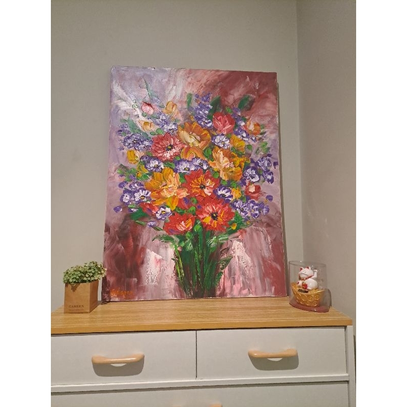 

Lukisan Palet Bunga Abstrak timbul 3D cat minyak akrilik Acrylic painting
