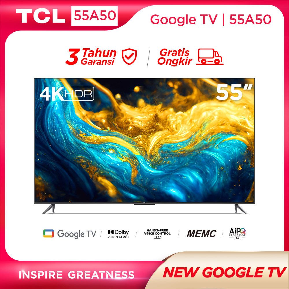 TCL 55a50 google TV smart TV 50inch 50 A50 pengganti 50A30