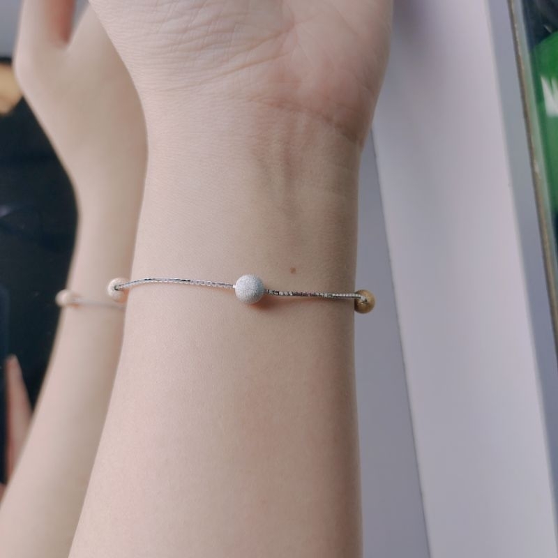 gelang mas putih serut bola bola kombinasi warna mas asli ubs gold 8k