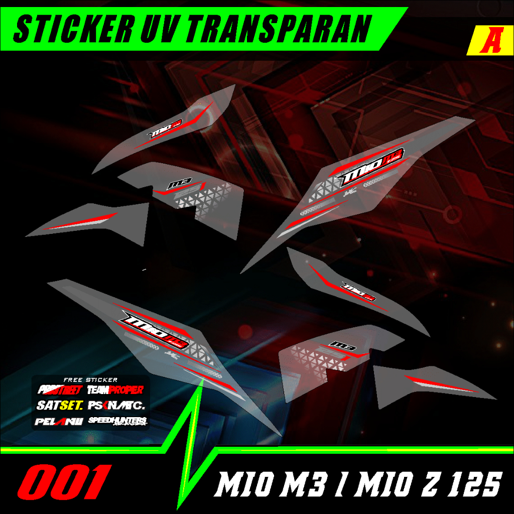 Stiker Transparan Mio M3 125 | Stiker Striping Variasi Mio M3 | Mio Z Transparan PST001