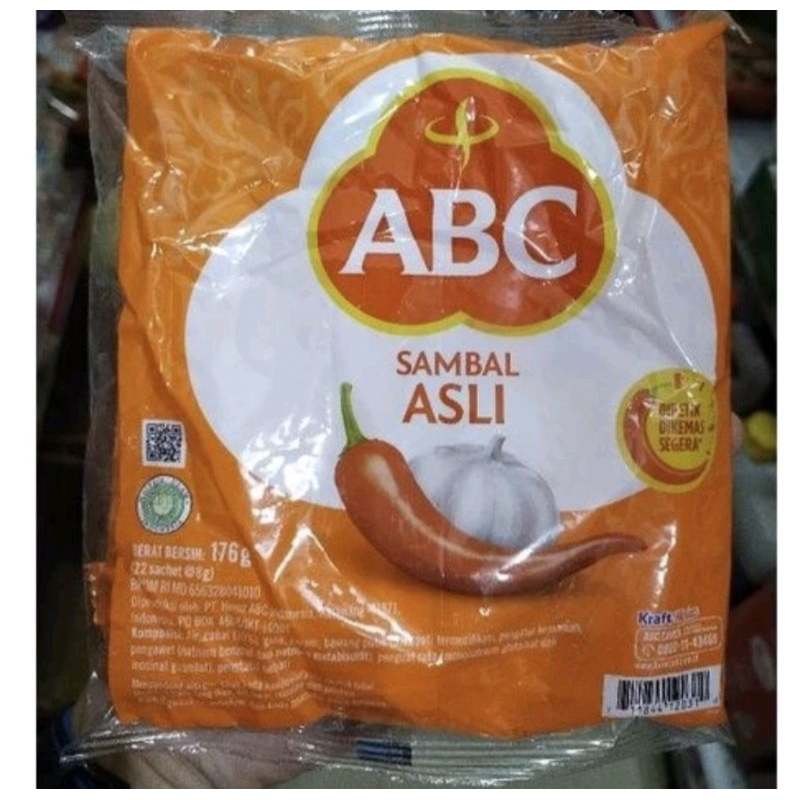 

ABC saus sambal asli 22 sachet x 8gr - saus cabe saset