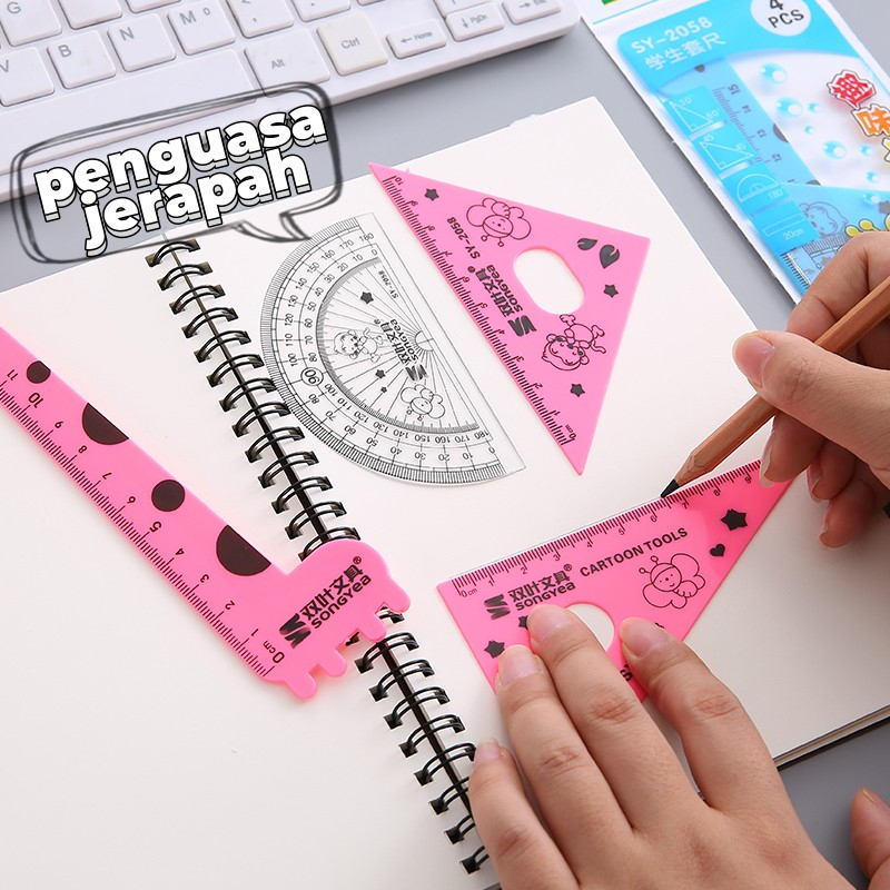 

15cm ruler set/ Penggaris Plastik 1 Set 4 Model