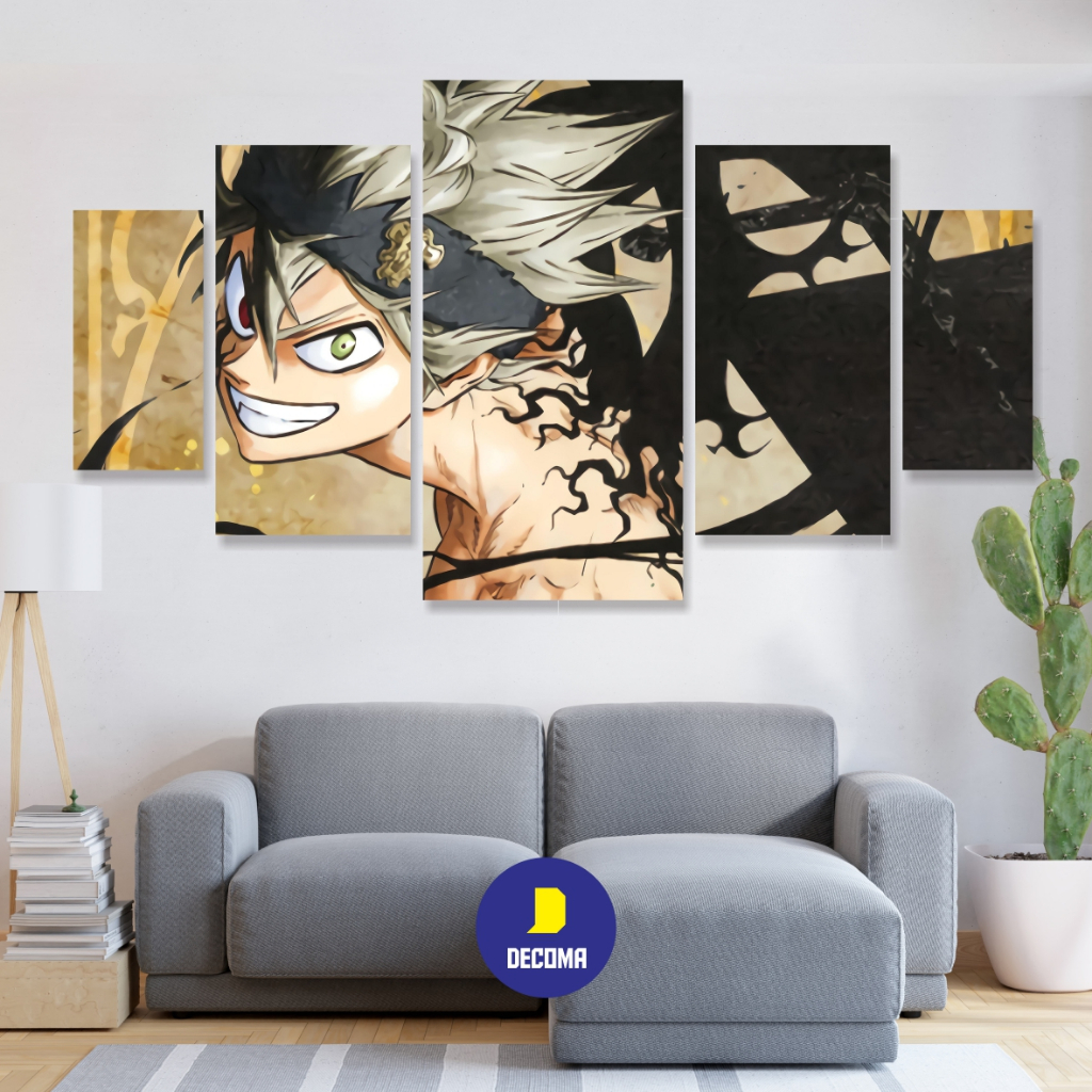 Decoma - Hiasan dinding anime Black Clover Hiasan dinding anime Walldecor kamar anime 1 set isi 5 pc