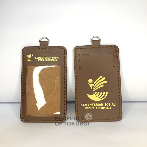 Tempat Id Card Gantung tali KEMENSOS / Id Card Holder KEMENSOS / Dompet Kulit Gantung KEMENSOS