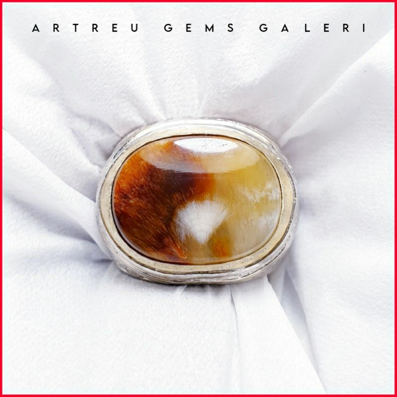 Batu Cendana Serat Emas Unik | COD Bisa | Cincin Batu Akik Ring 5 - 10