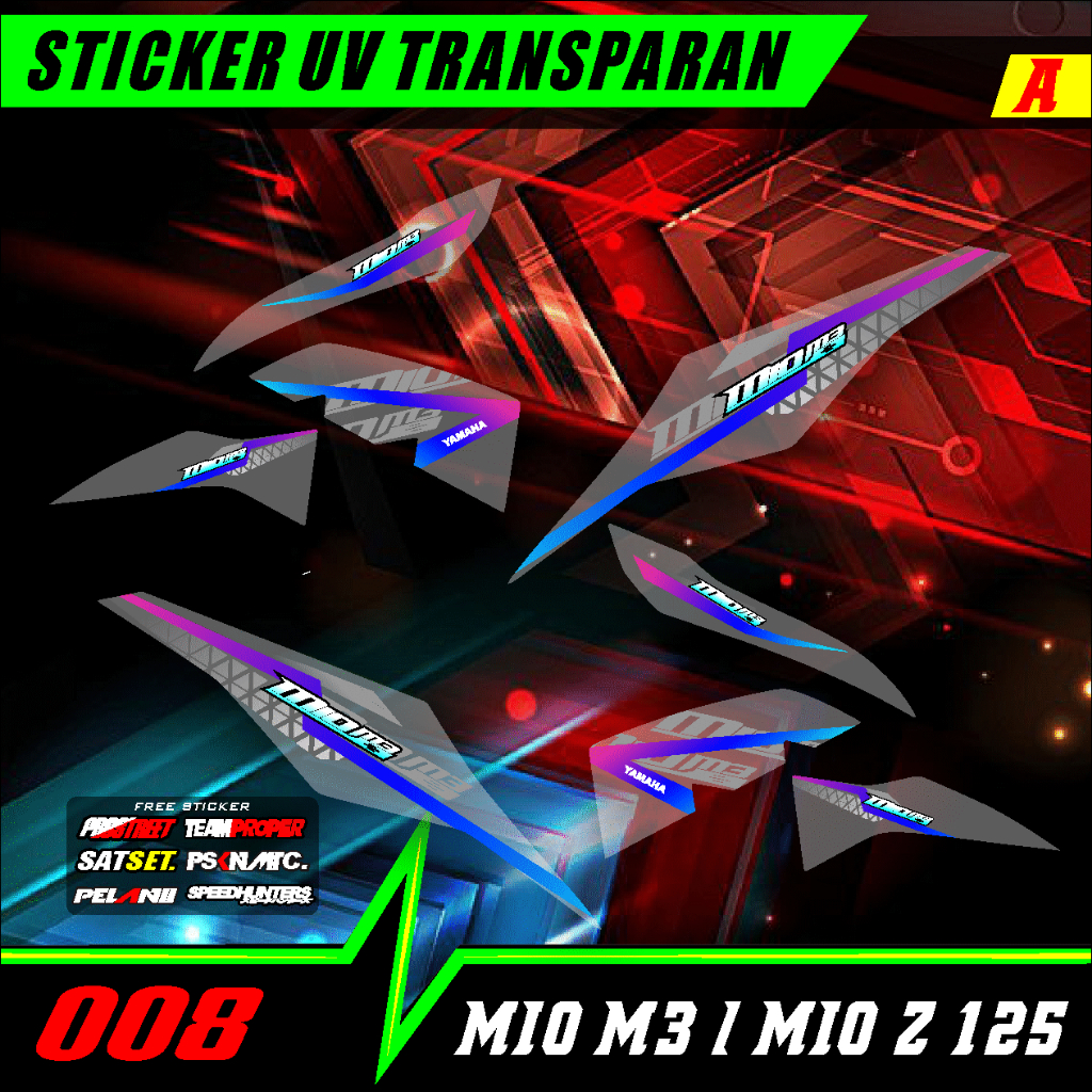 Stiker Transparan Mio M3 125 | Stiker Striping Variasi Mio M3 | Mio Z Transparan RAINBOW  008