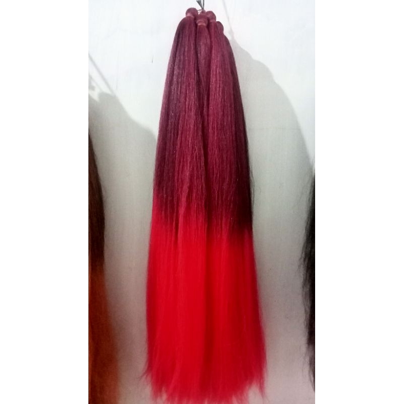 Rambut Cemara Ombre Merah Terang(Cabe)