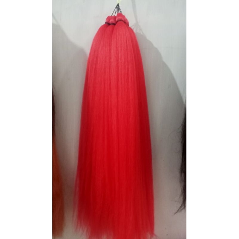 Rambut Cemara SatuWarna MerahTerang(Cabe)