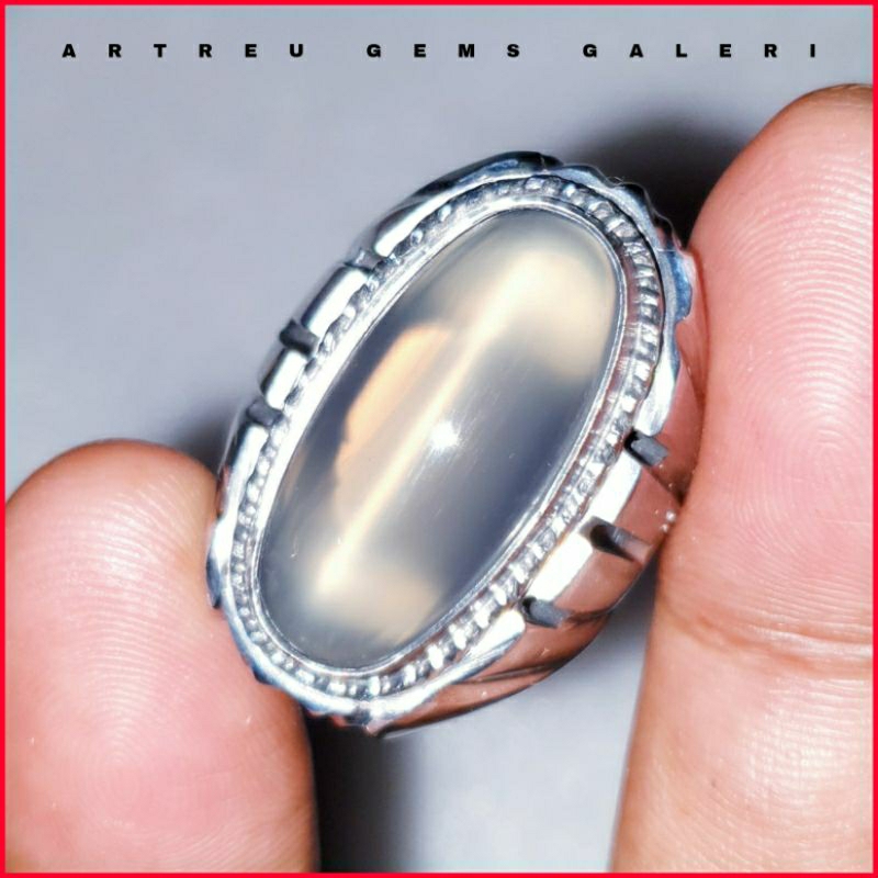 Batu Anggur Way Kanan ( White ) | COD Bisa | Cincin Batu Akik Ring 5 - 10