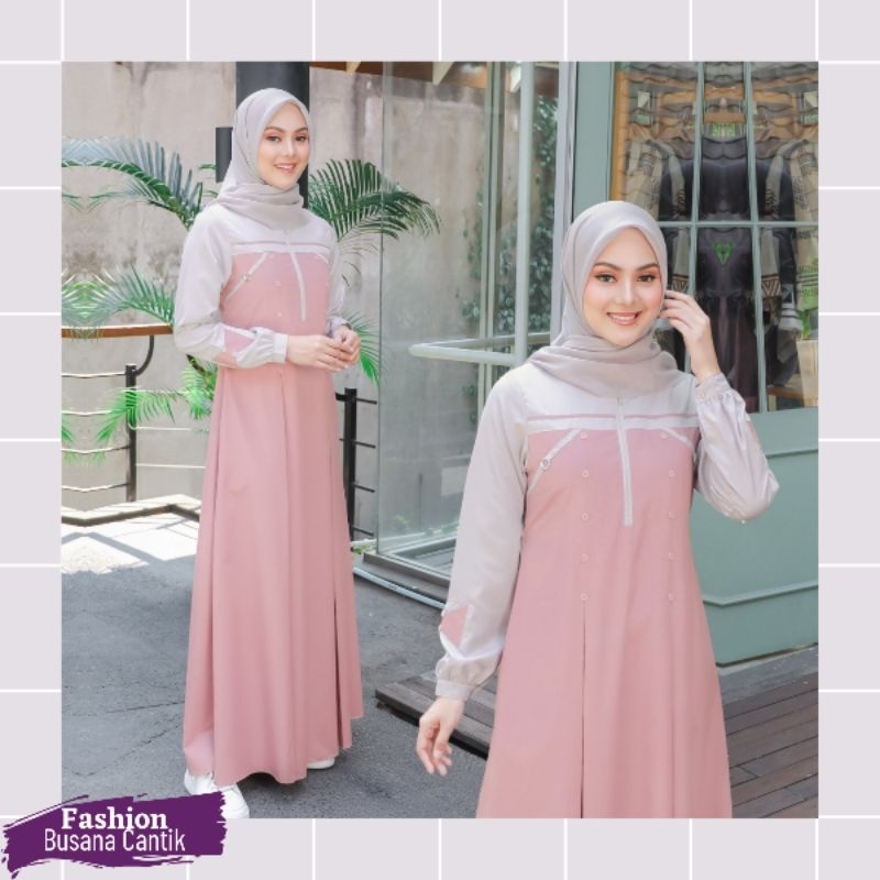 Ethica Fashion Ayumi 390 Baju Muslim Two Tone Gamis Daily Wanita Remaja dan Dewasa Dress Muslimah Si
