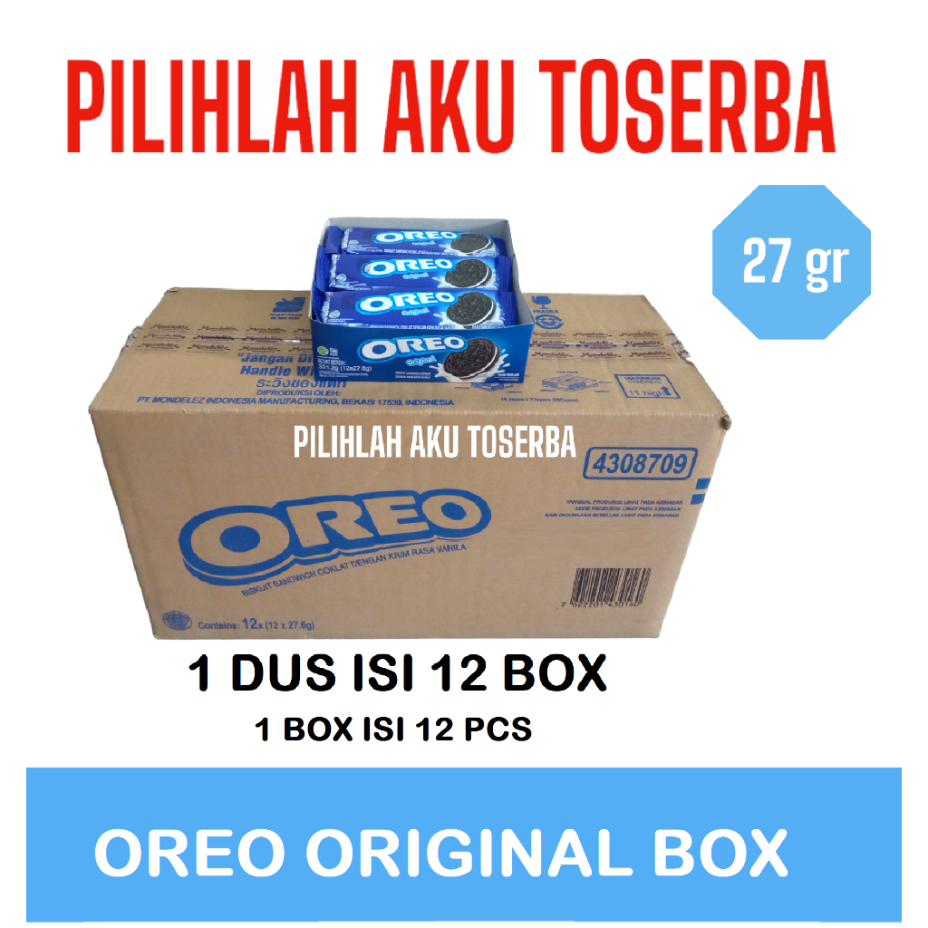 

Biskuit Oreo Original Krim Vanilla 12 x 27 gr ( HARGA 1 DUS ISI 12 BOX )