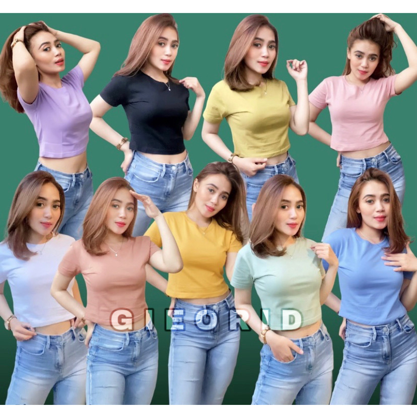 KAOS CROP TOP WANITA CROP TEE COTTON COMBED 24s