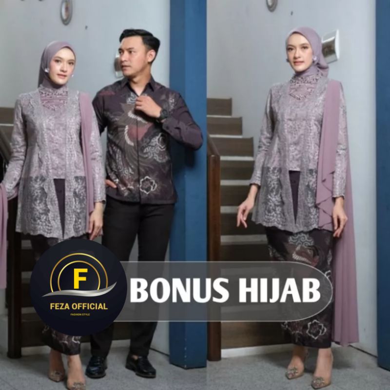 (ADA JUMBO) Kebaya Couple Modern Kinara kebaya Wisuda Set Tunik Lamaran Tunangan Batik Baju Couple