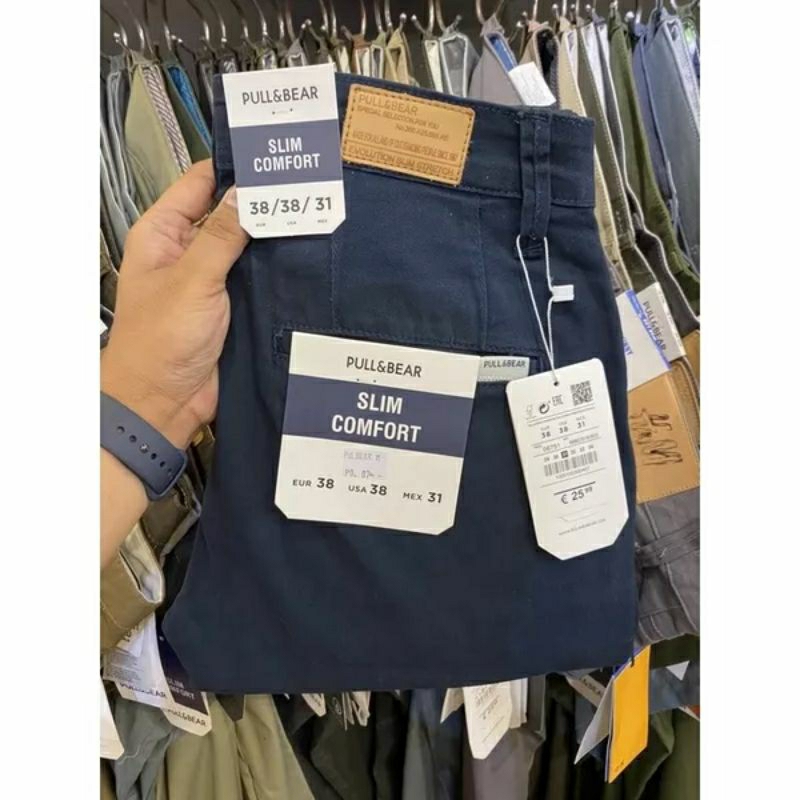 pull & berr celana chino panjang pria slimfit premium import original