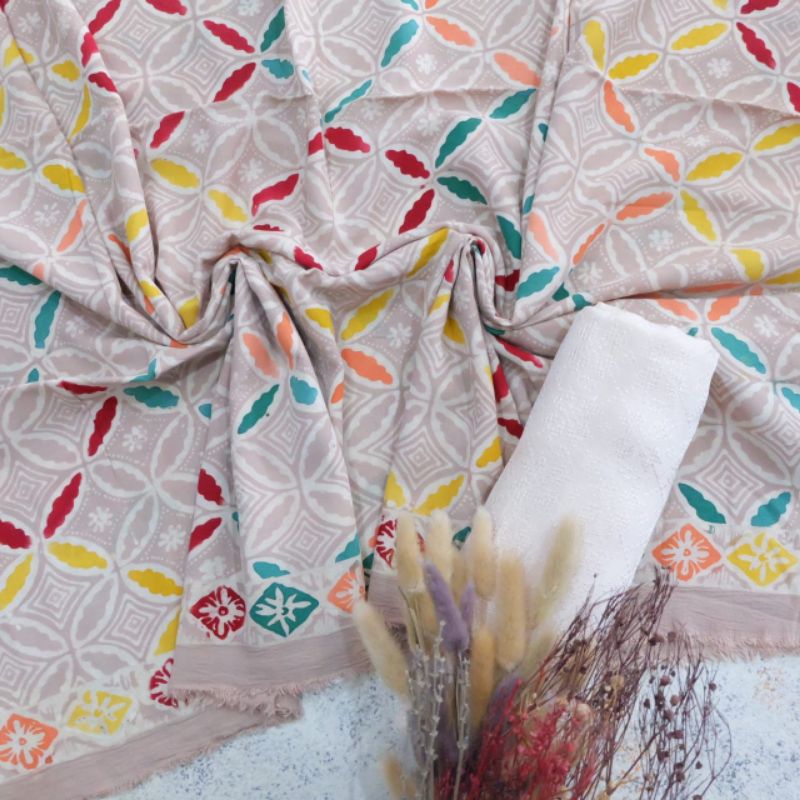 kain batik cap colet motif indigo bahan paris warna pastel trusmi cirebon batik elliza murah