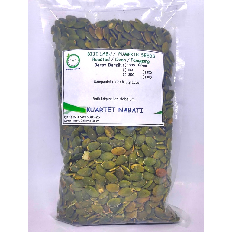 

1000gr Roasted Pumpkin Seeds rasa ORIGINAL - Biji Labu Kupas - Kuaci – Oven - Matang - Kuartet Nabati