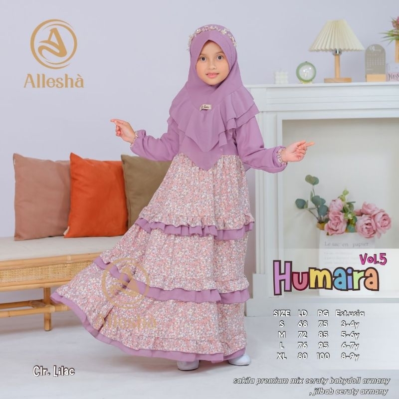 Gamis anak cantik susun motif bunga bunga humaira dress