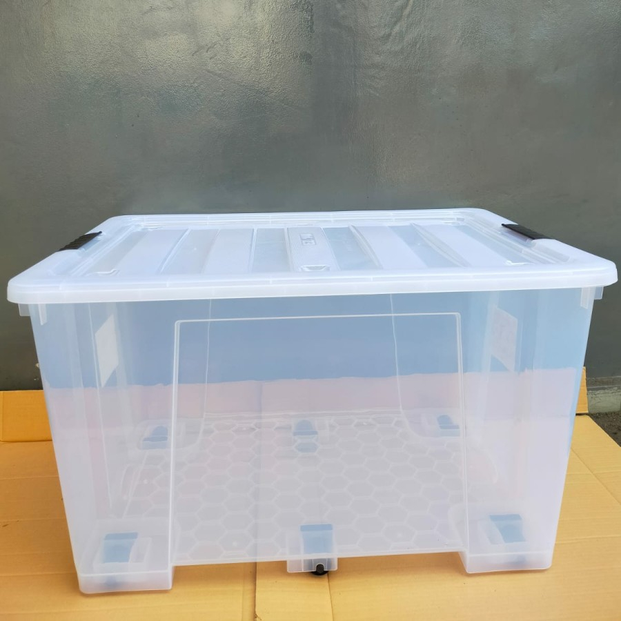 Box Container EZY CB 168 Liter Bening Transparan Rak Plastik Extra Shinpo Storage Tempat Penyimpanan