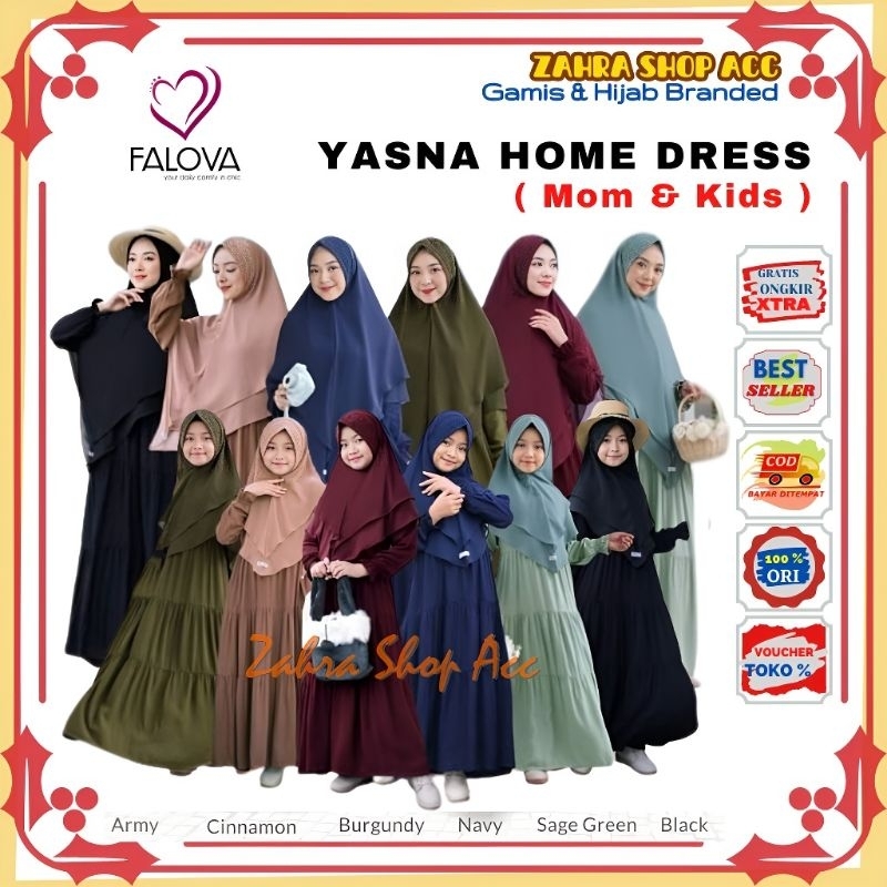 Yasna Home Dress By Falova Gamis Ibu dan Anak Dan Remaja ABG Bahan Rayon Premium Model Rimpel