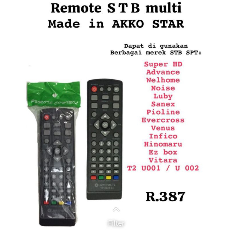 Remote Set Top Box Luby & Merk Lain DVB T-2 STB