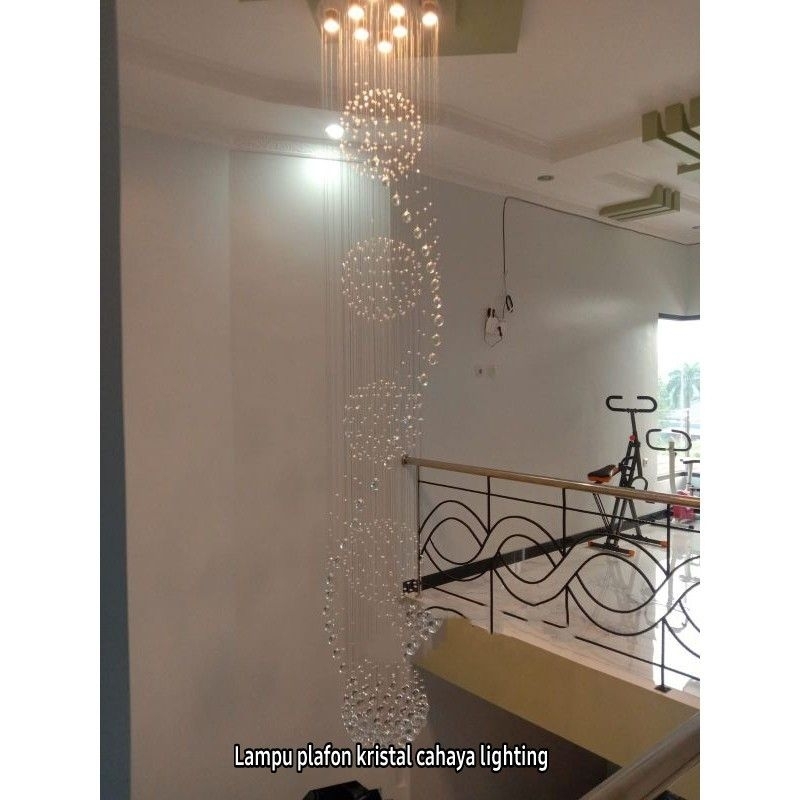 lampu kristal /Lampu plafon void tangga D50 H.300CM