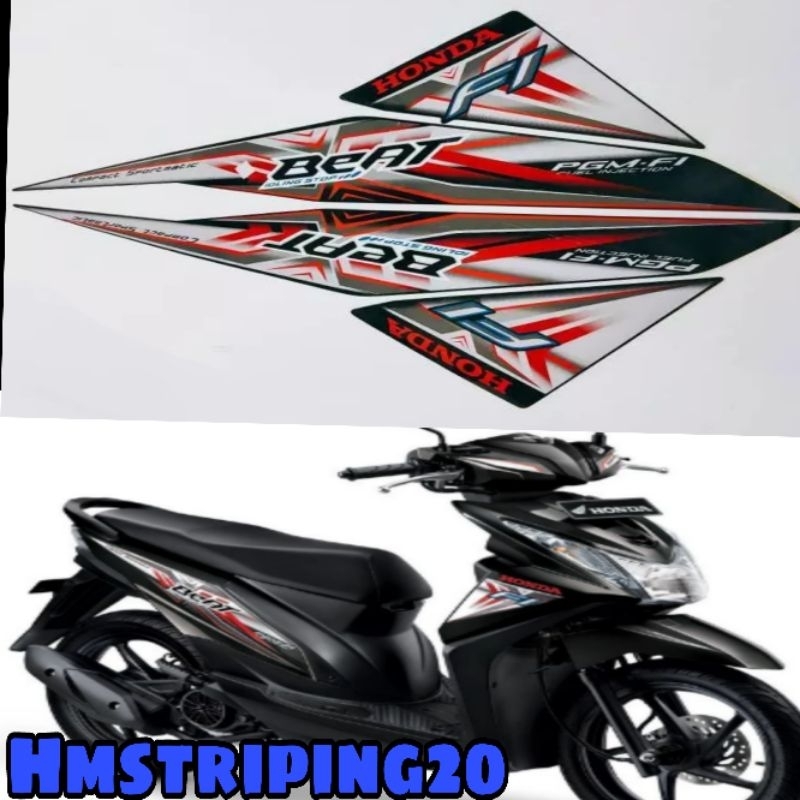 STRIPING STIKER HONDA BEAT FI 2015 IDLING STOP HITAM STANDART BERKWALITAS