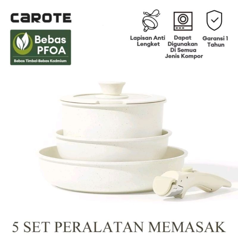 Carote Granit Putih 5 Set Teflon Panci Original