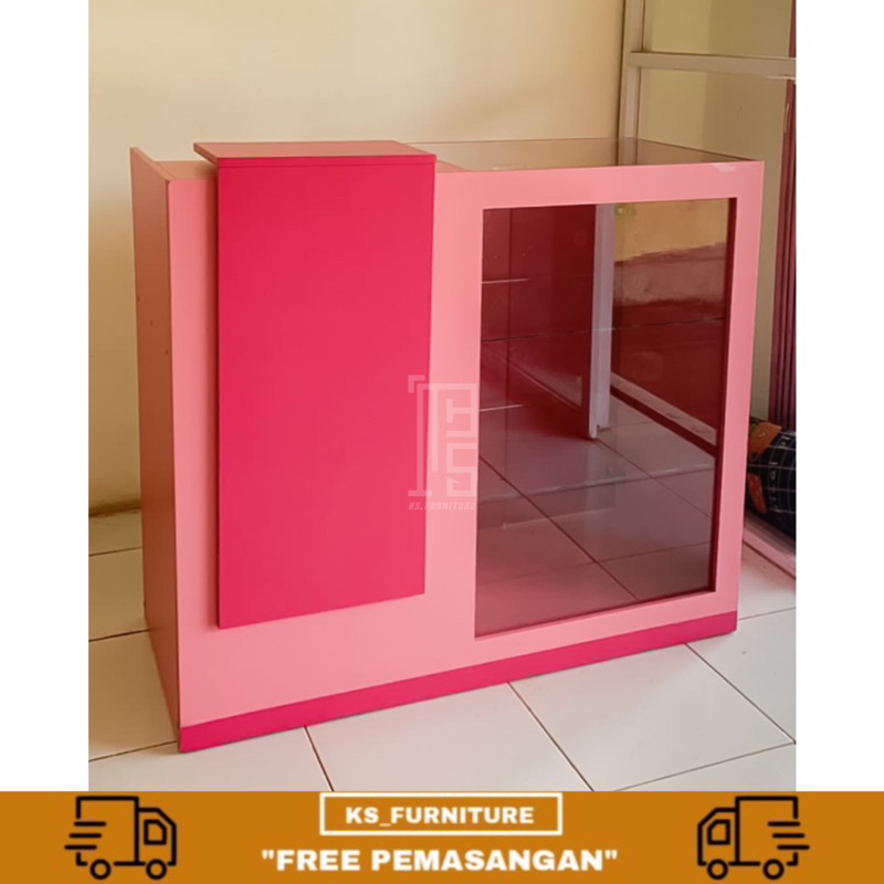 MEJA KASIR ETALASE KACA MINIMALIST