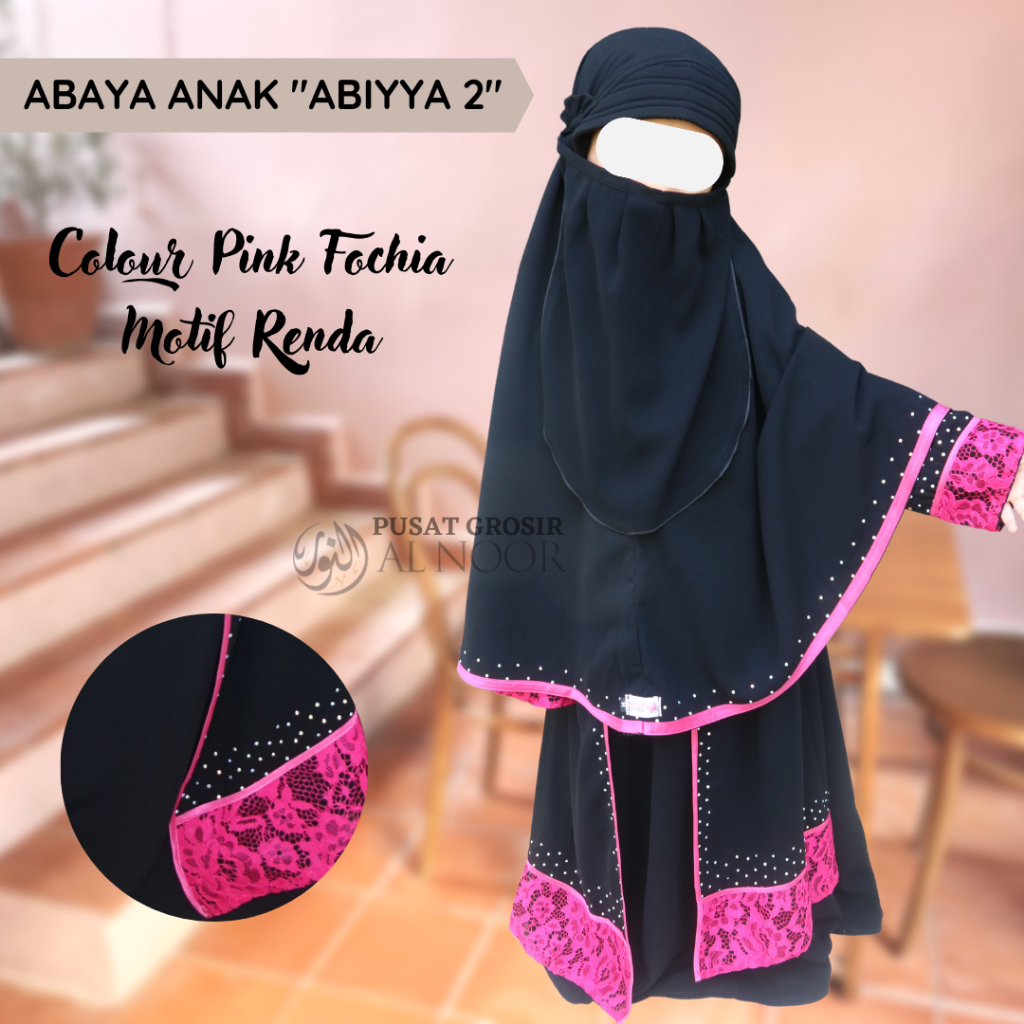 Abaya Anak 2 "Pink Fochia" - Pusat Grosir Al Noor