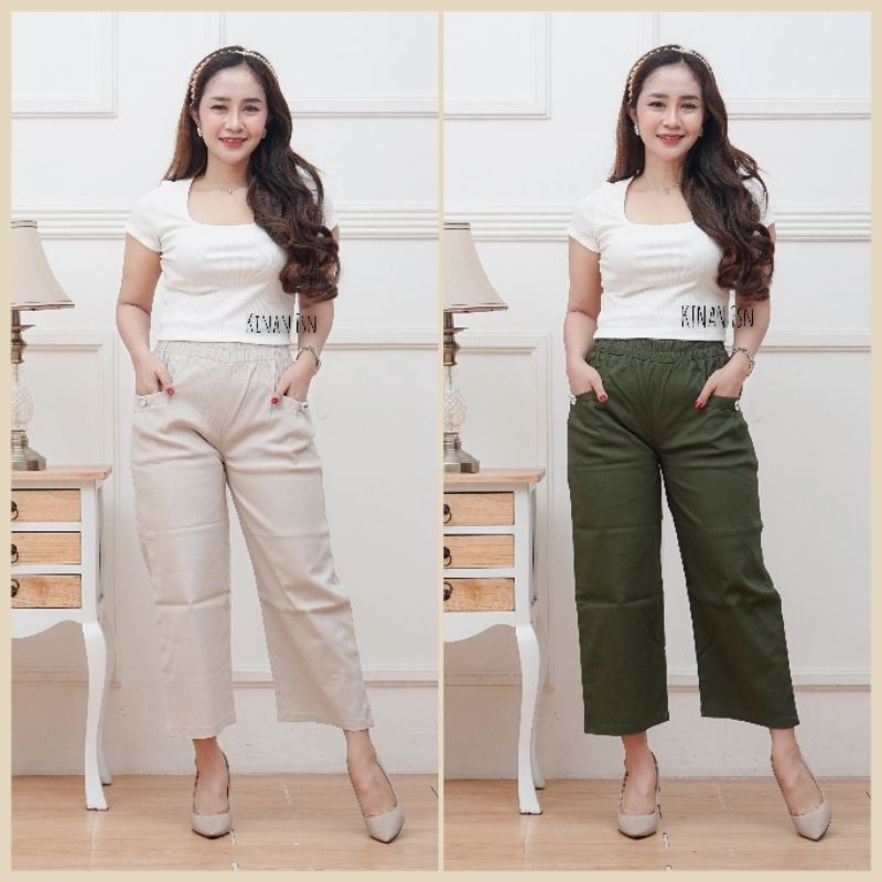 Celana 7/9 Haruka Korea Pants Wanita Bahan Katun Stretch Premium
