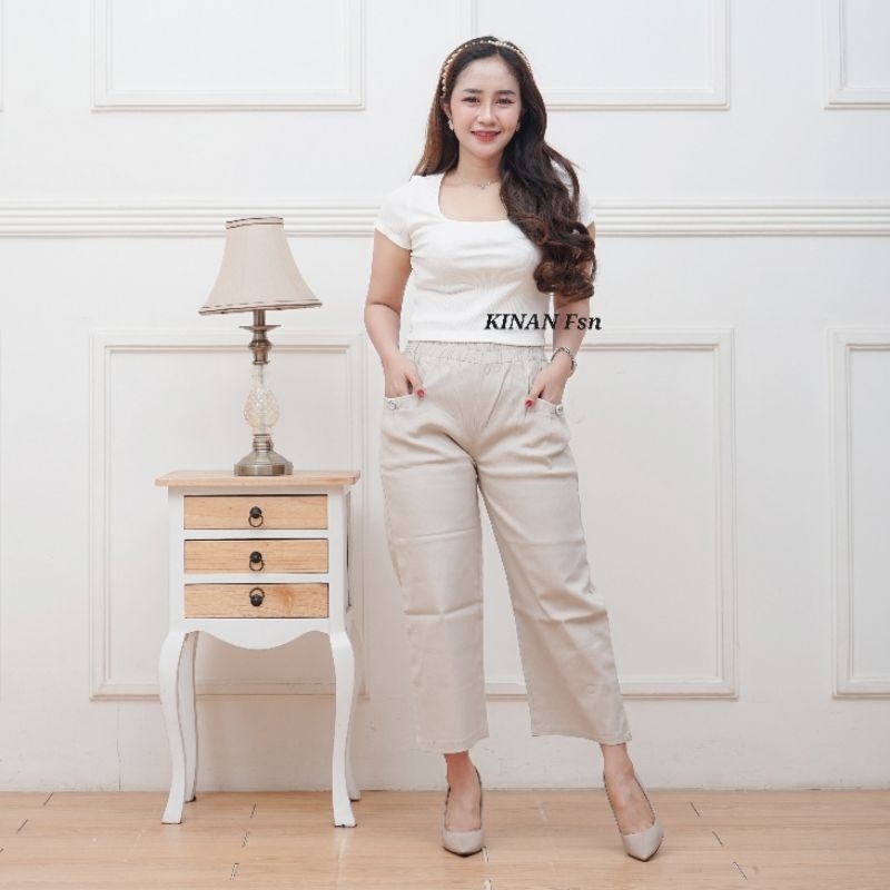TERBARU Celana 7/9 Haruka Korea Pants Wanita Bahan Katun Stretch Premium