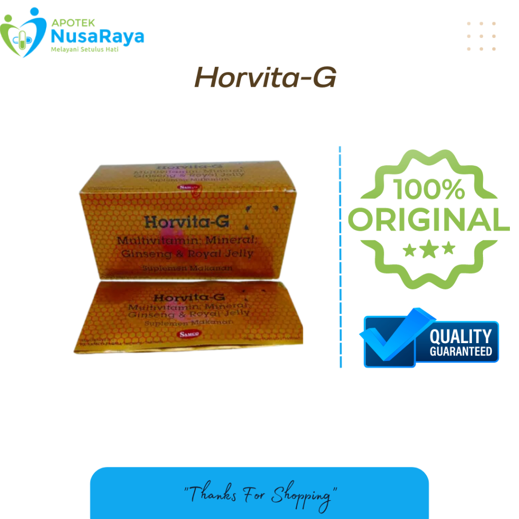 

Horvita G MULTIVITAMIN dan MINERAL (GINSENG & ROYAL JELLY) / Vitamin/ 1STRIP 10 CAPSUL
