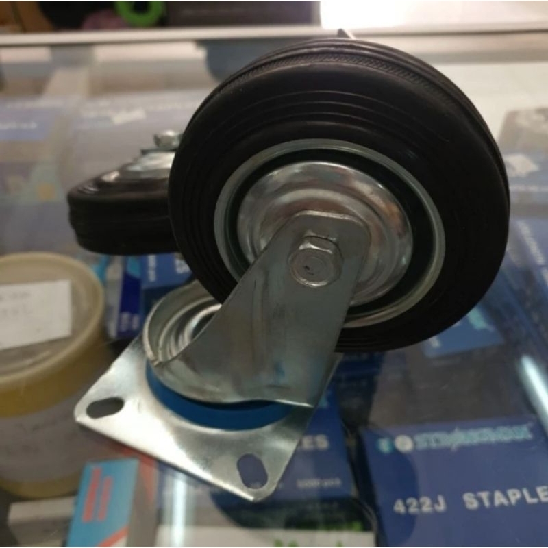 Roda karet 5 inch hidup trolley/Roda karet 5 inch etalase (harga 1pcs)