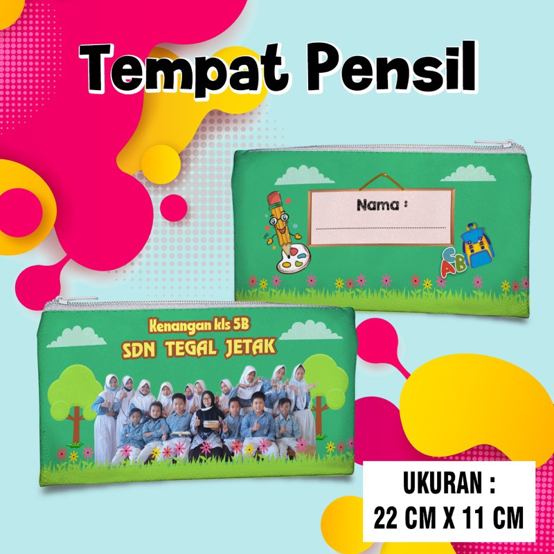

Tempat Pensil Custom Nama Foto Souvenir Pencil Case Kado Cindera Mata Kenang-Kenangan sekolah Kostak Kotak Wadah dompen
